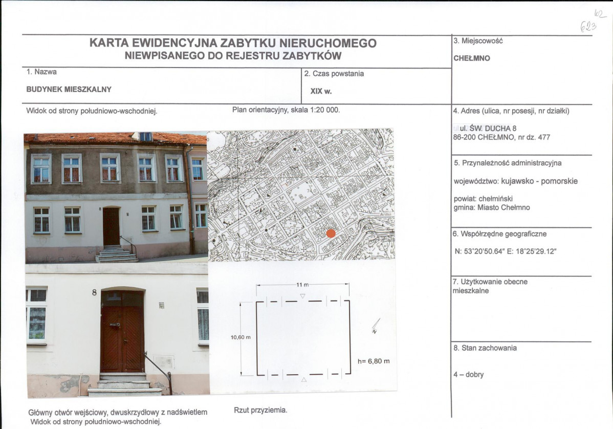 KEZN - Karta obiektu niewpisanego do rejestru, skan nr 1