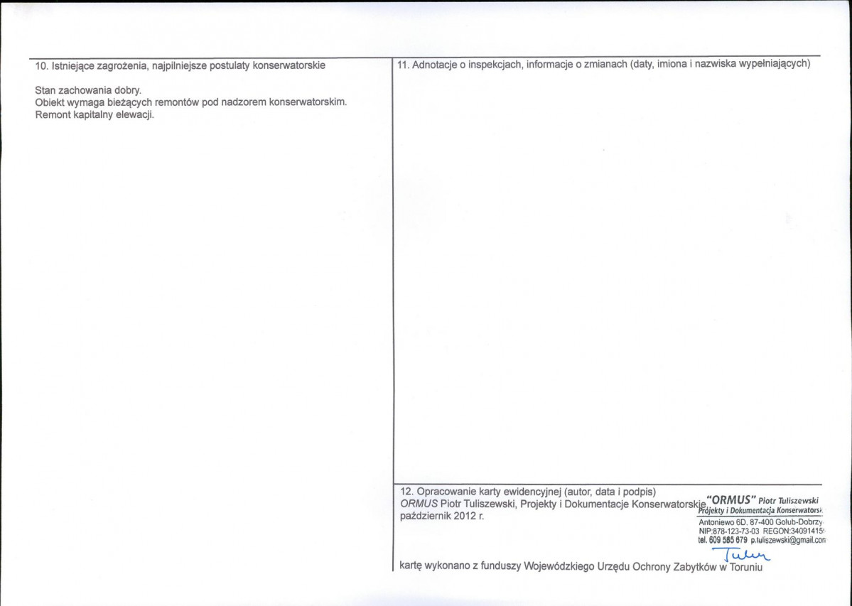 KEZN - Karta obiektu niewpisanego do rejestru, skan nr 2