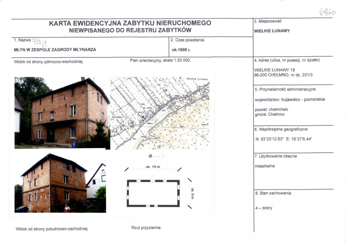 KEZN - Karta obiektu niewpisanego do rejestru, skan nr 1