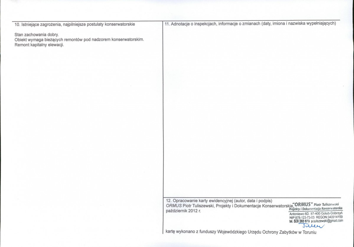 KEZN - Karta obiektu niewpisanego do rejestru, skan nr 2