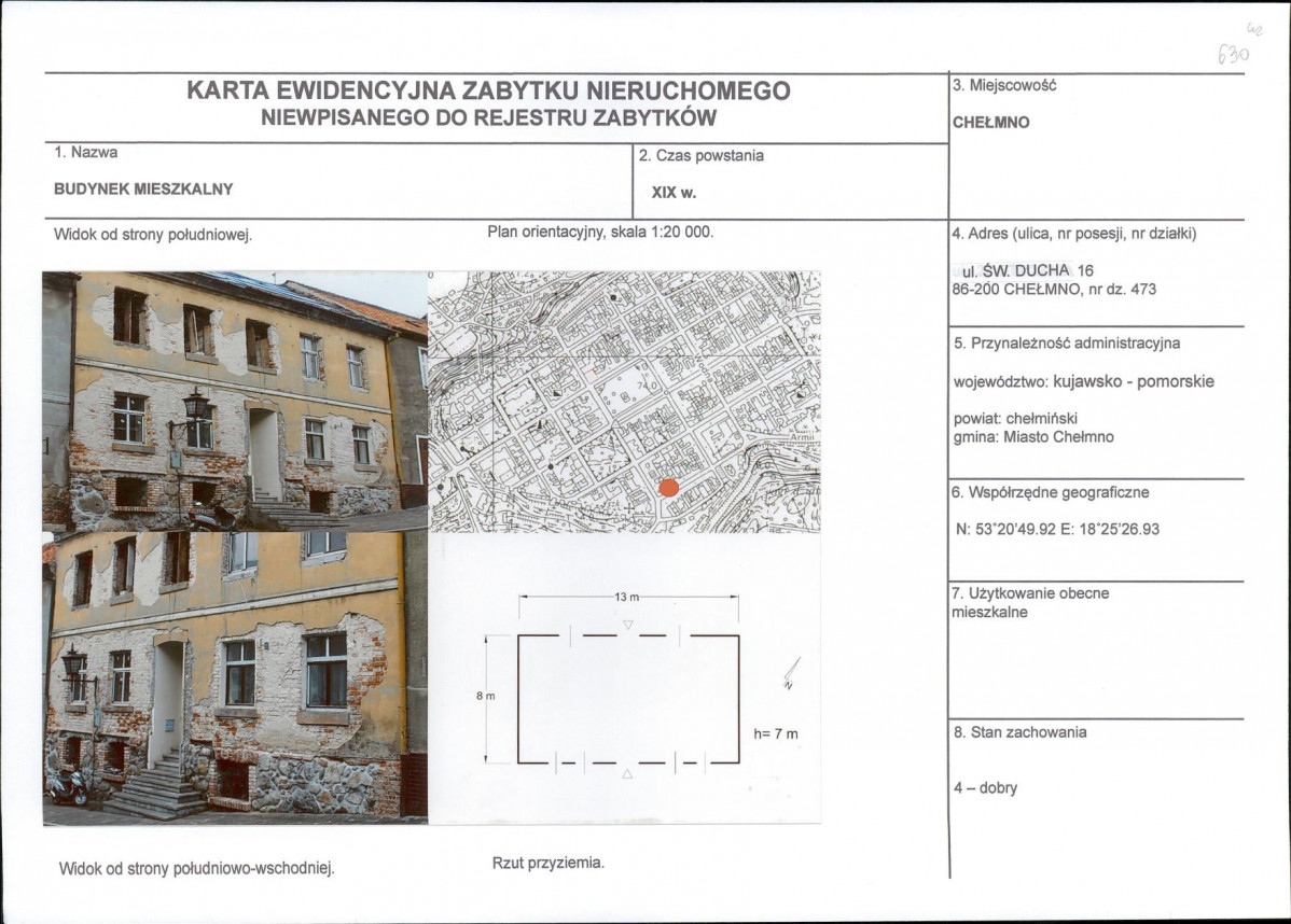 KEZN - Karta obiektu niewpisanego do rejestru, skan nr 1
