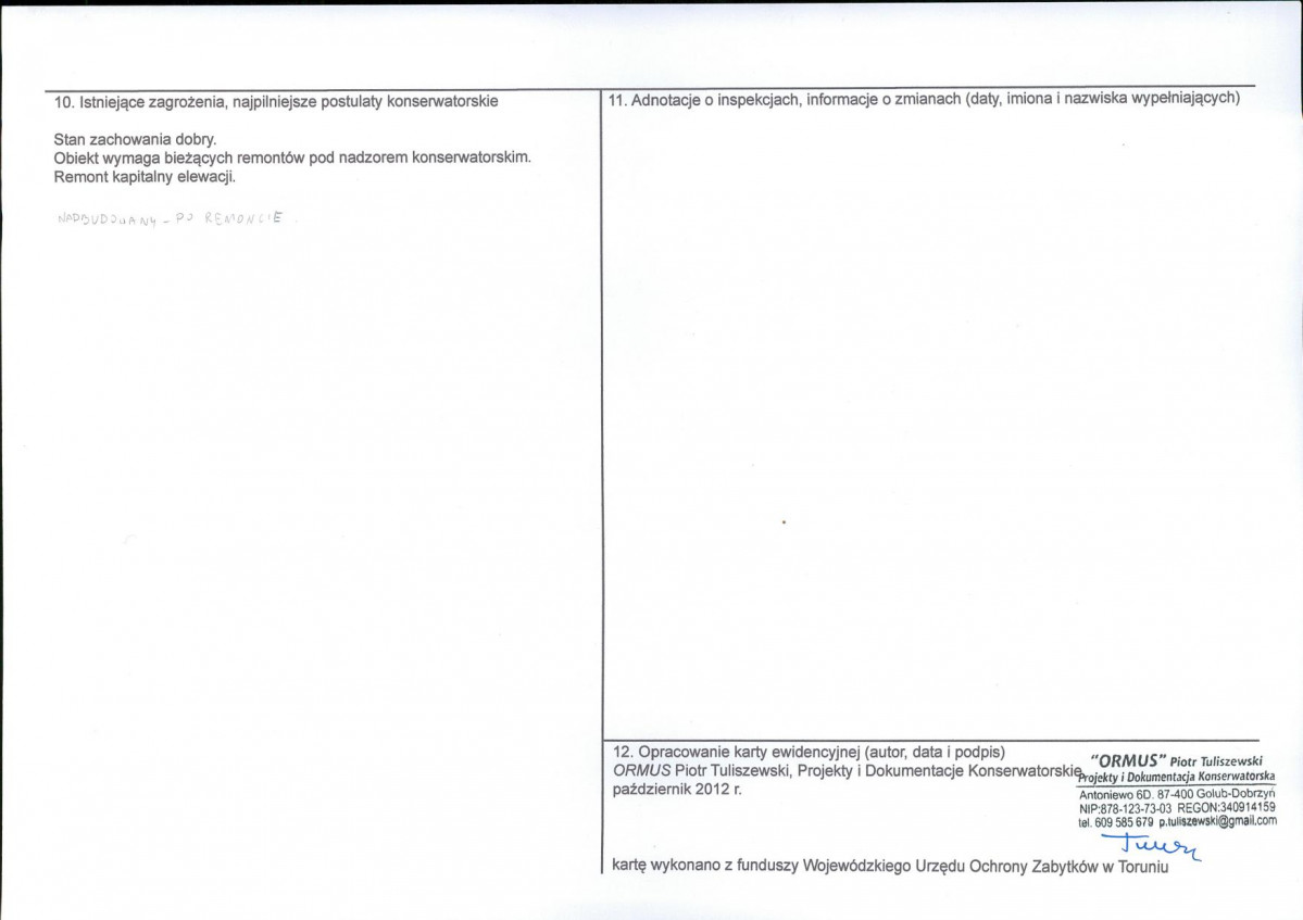 KEZN - Karta obiektu niewpisanego do rejestru, skan nr 2