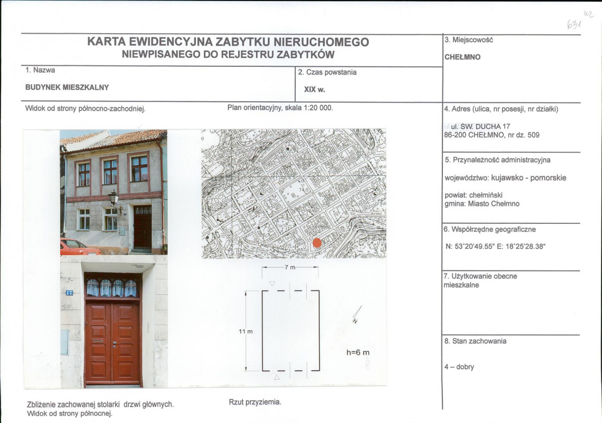 KEZN - Karta obiektu niewpisanego do rejestru, skan nr 1