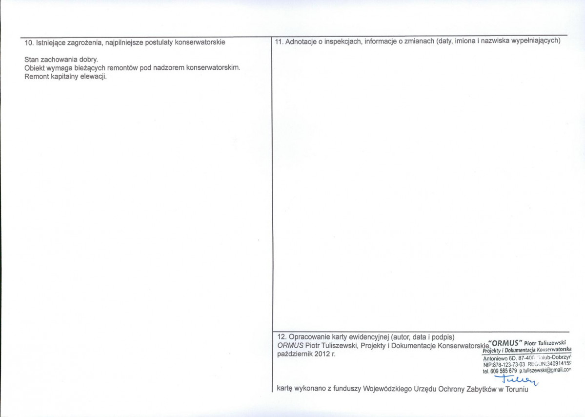 KEZN - Karta obiektu niewpisanego do rejestru, skan nr 2
