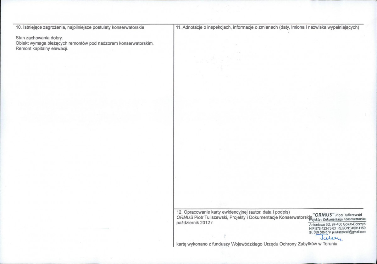 KEZN - Karta obiektu niewpisanego do rejestru, skan nr 2