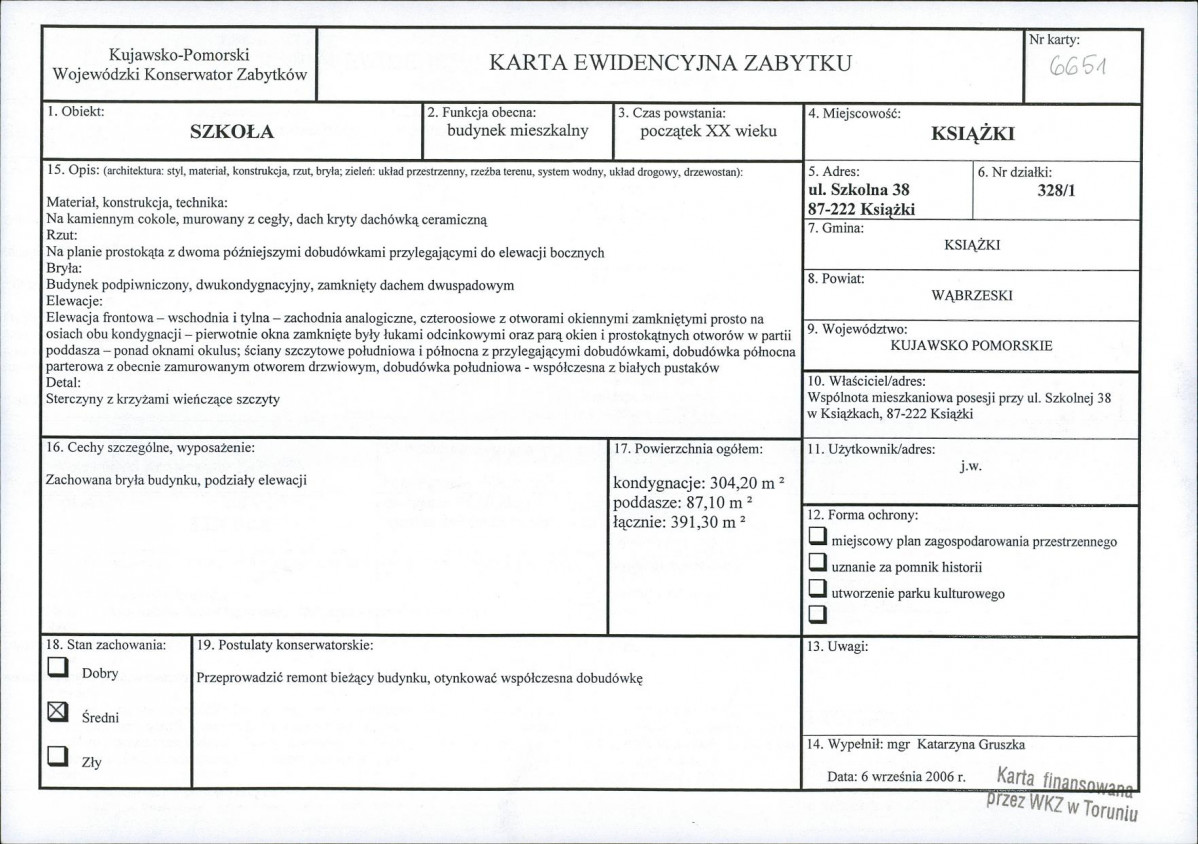 KEZN - Karta obiektu niewpisanego do rejestru, skan nr 1