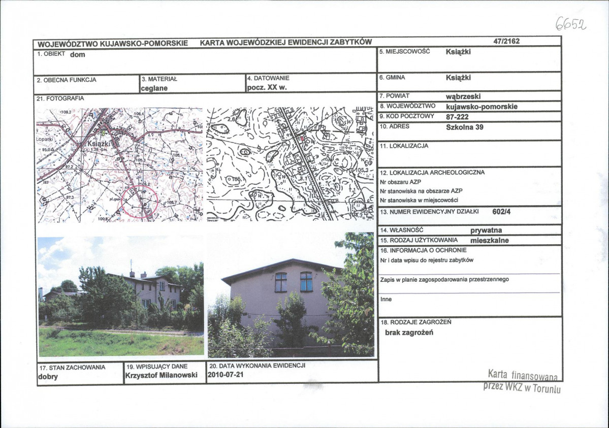 KEZN - Karta obiektu niewpisanego do rejestru, skan nr 1