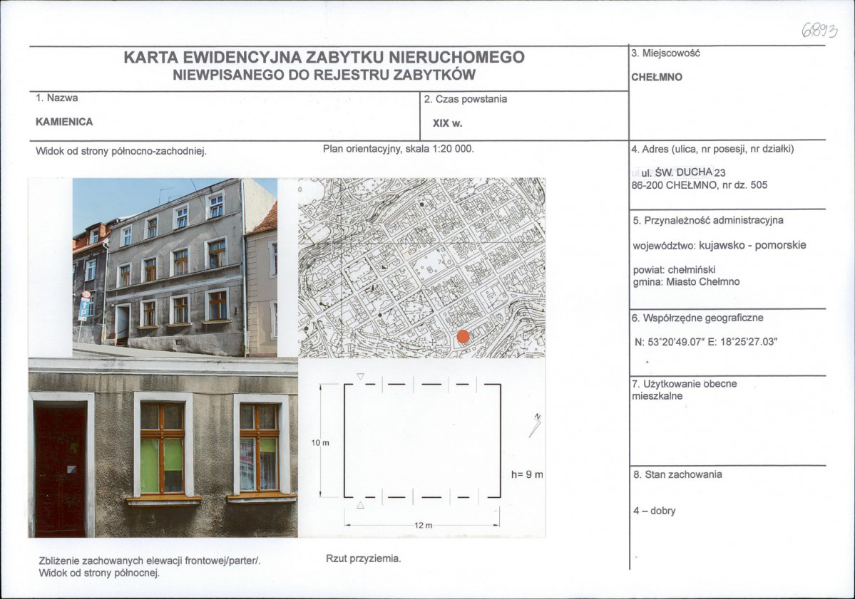 KEZN - Karta obiektu niewpisanego do rejestru, skan nr 1