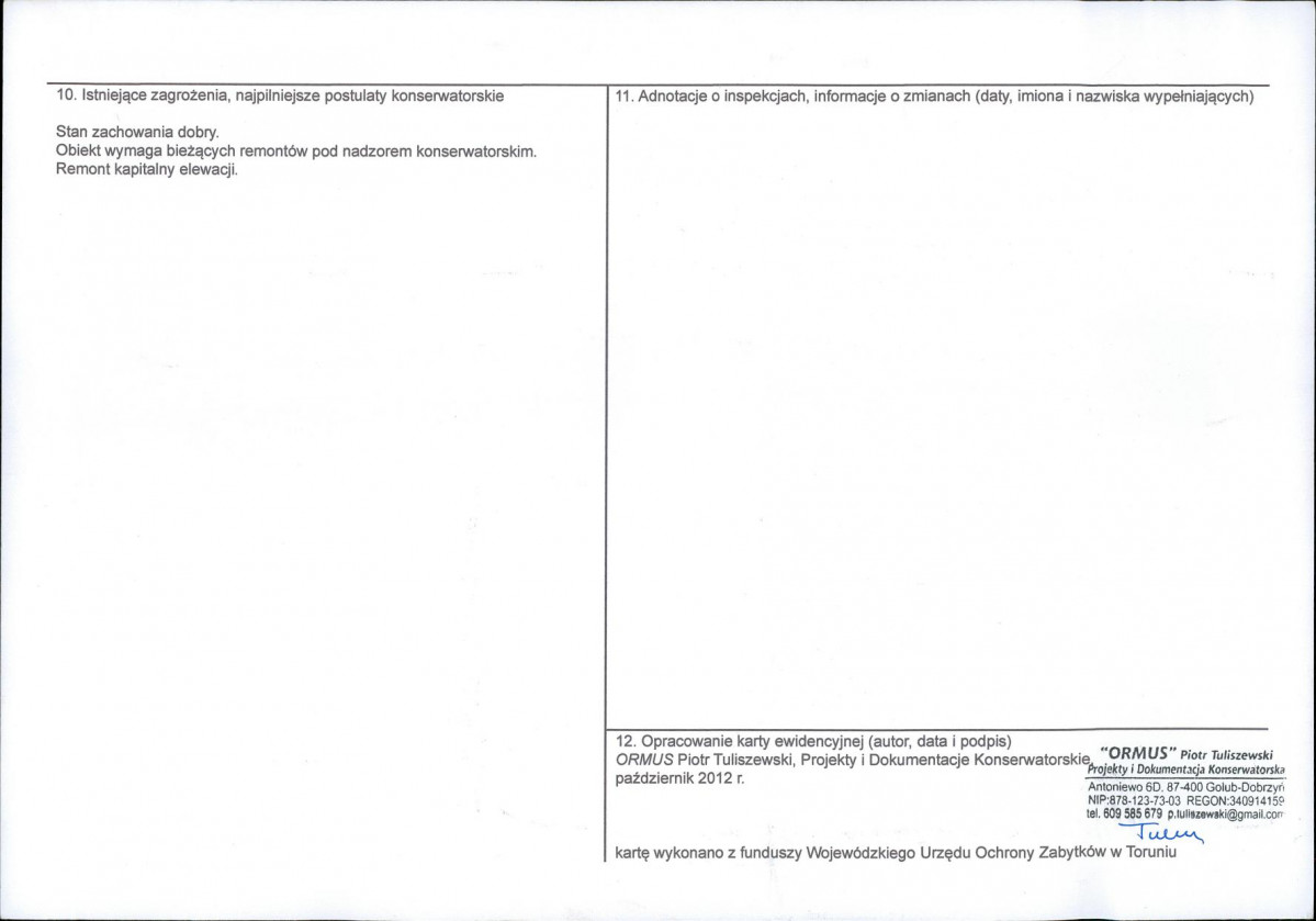 KEZN - Karta obiektu niewpisanego do rejestru, skan nr 2