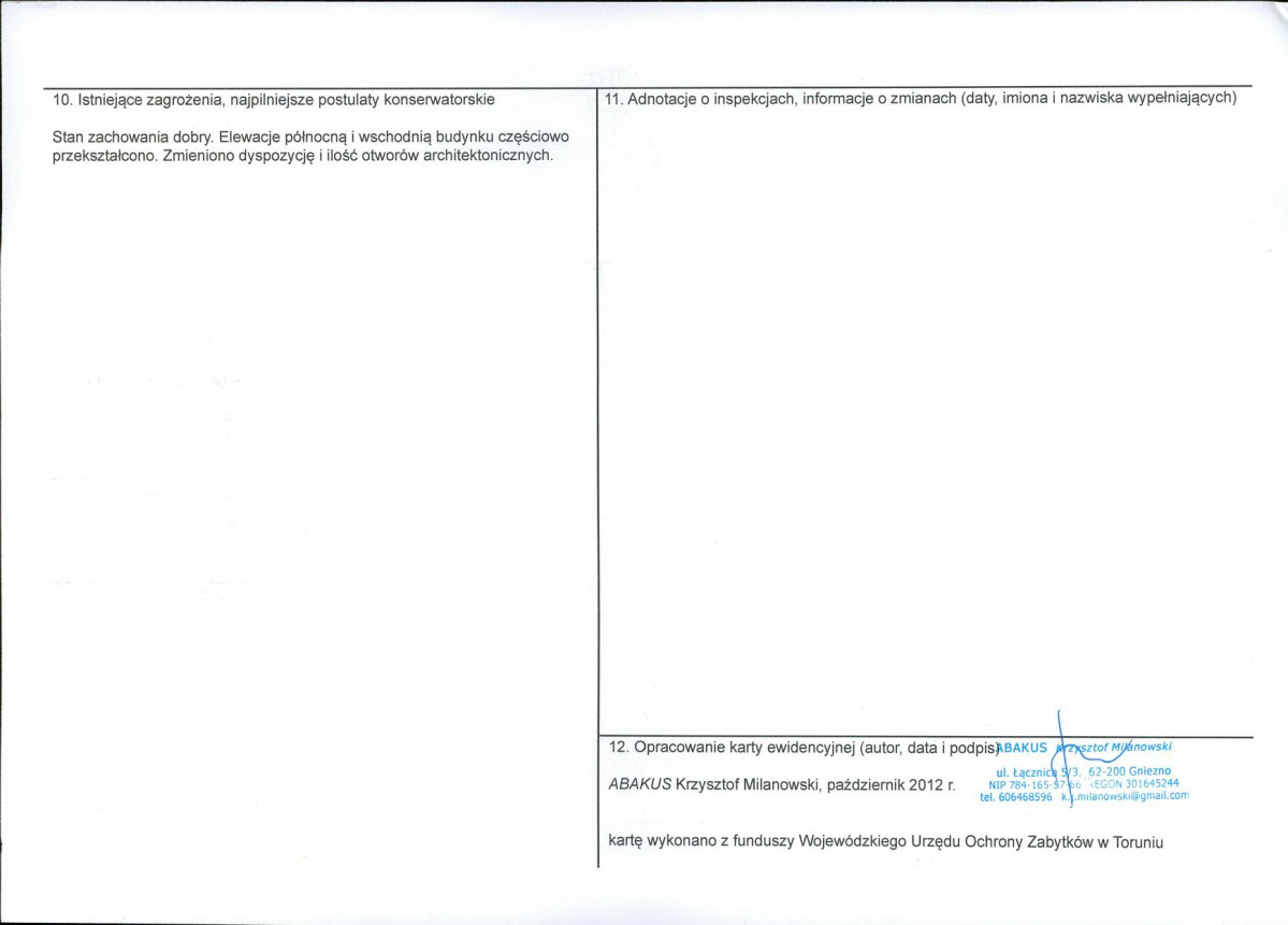 KEZN - Karta obiektu niewpisanego do rejestru, skan nr 2