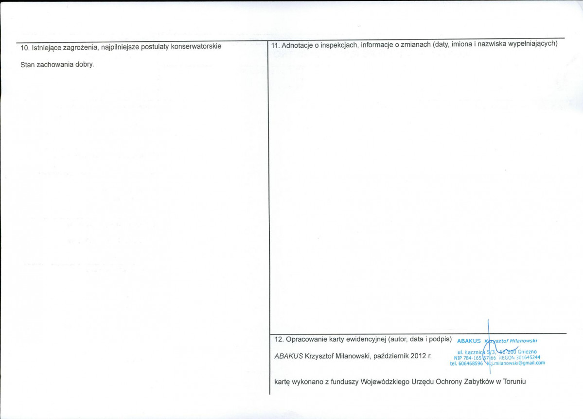KEZN - Karta obiektu niewpisanego do rejestru, skan nr 2