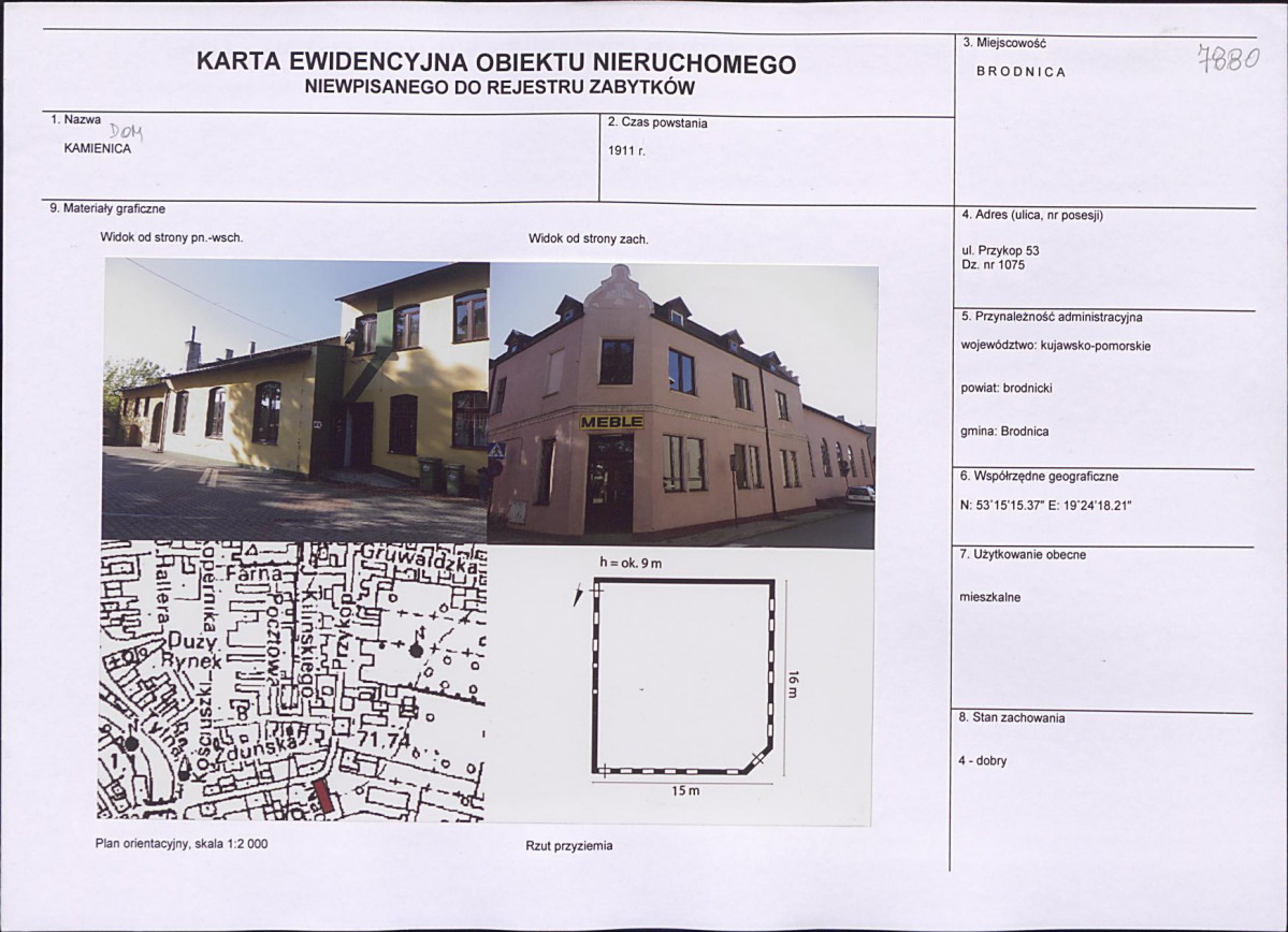 Karta obiektu niewpisanego do rejestru, skan nr 1