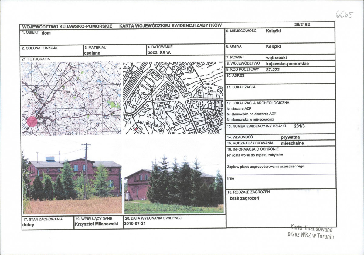 KEZN - Karta obiektu niewpisanego do rejestru, skan nr 1