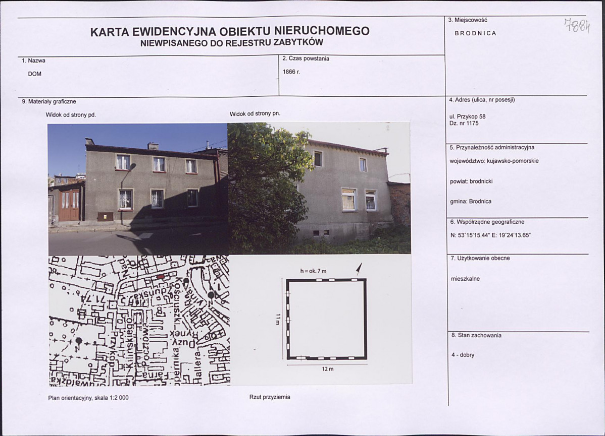 Karta obiektu niewpisanego do rejestru, skan nr 1