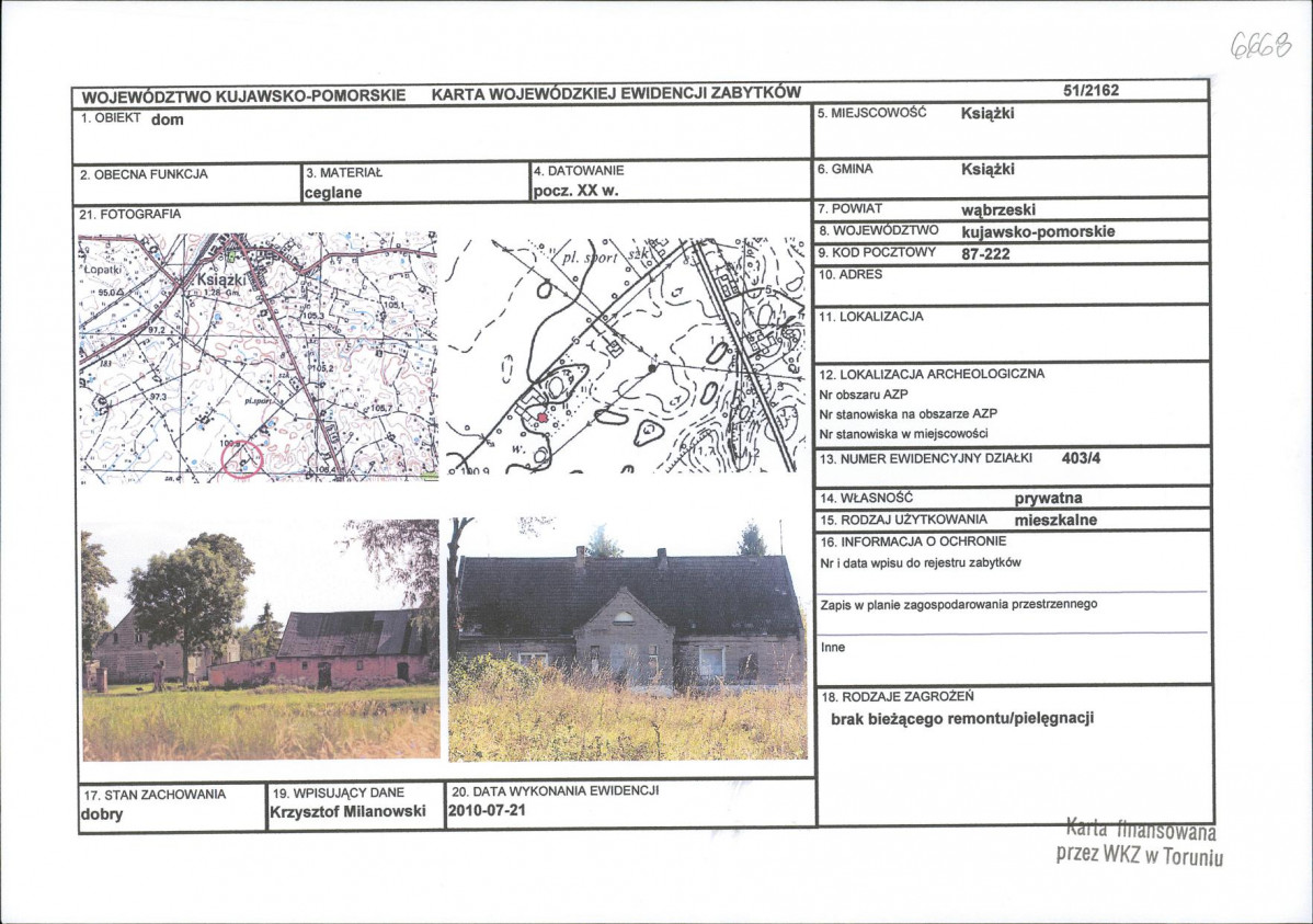 KEZN - Karta obiektu niewpisanego do rejestru, skan nr 1