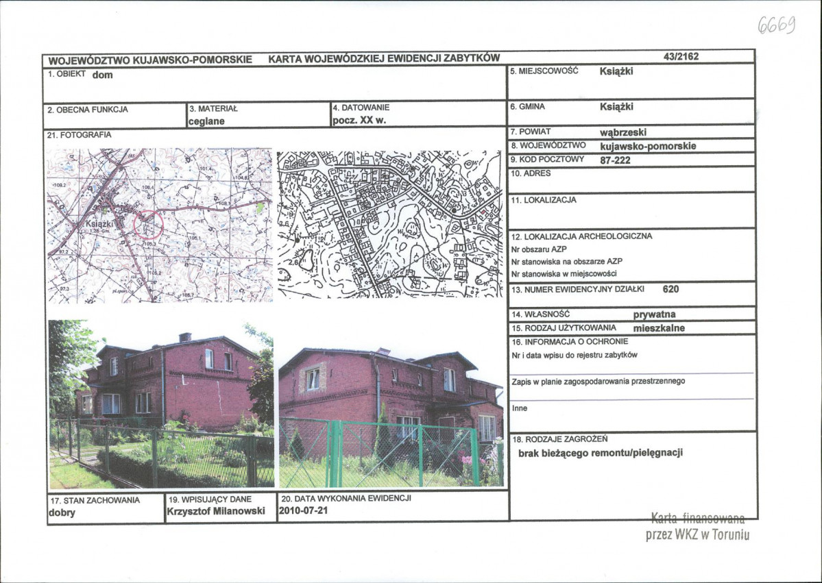 KEZN - Karta obiektu niewpisanego do rejestru, skan nr 1