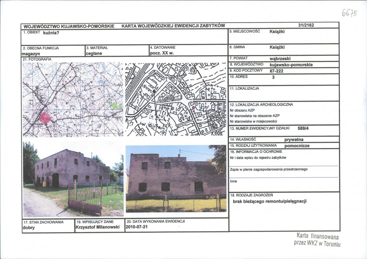 KEZN - Karta obiektu niewpisanego do rejestru, skan nr 1