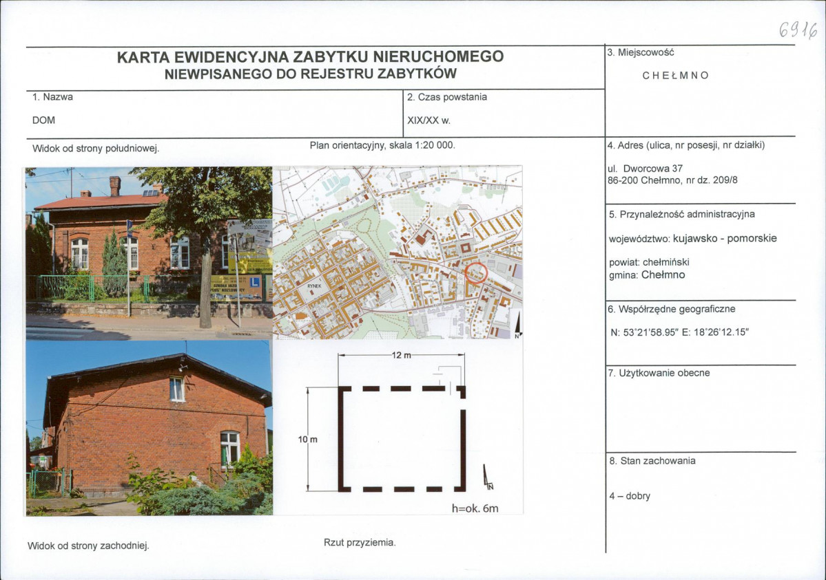 KEZN - Karta obiektu niewpisanego do rejestru, skan nr 1