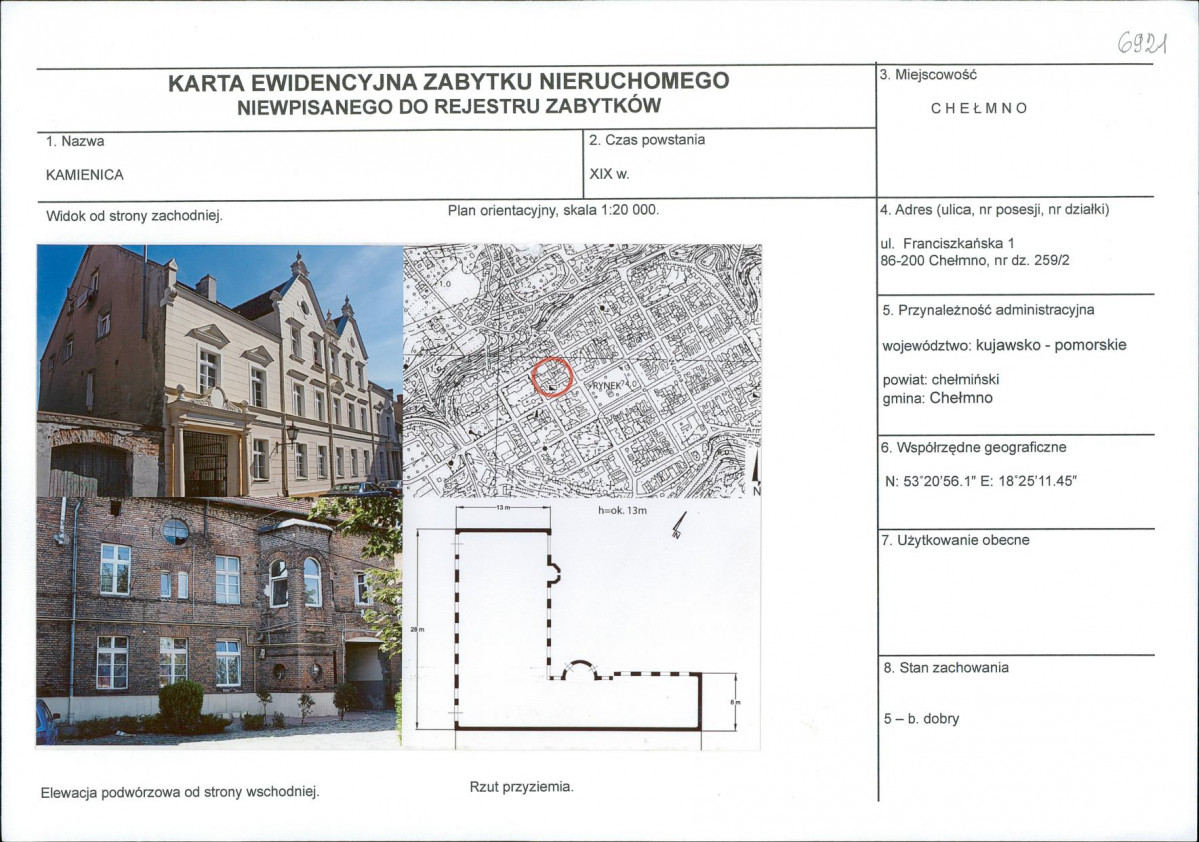 KEZN - Karta obiektu niewpisanego do rejestru, skan nr 1