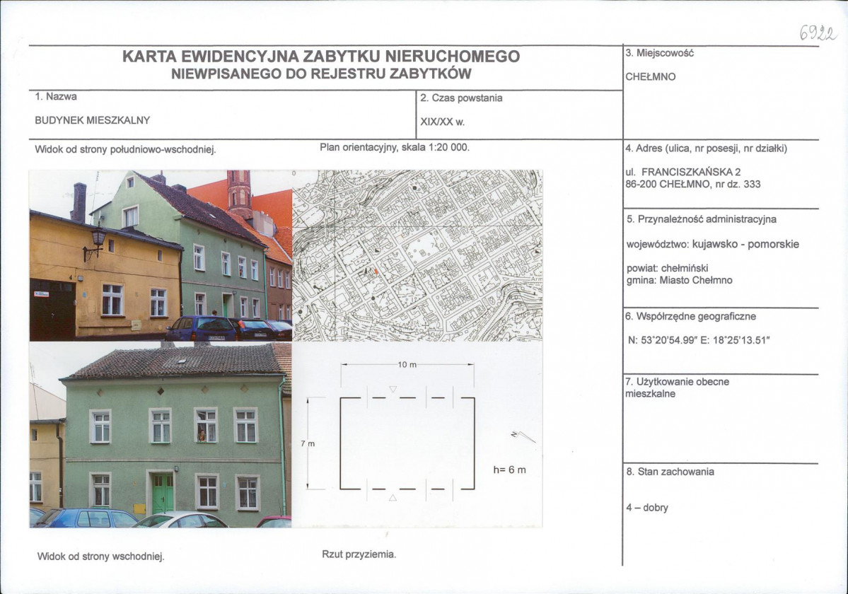 KEZN - Karta obiektu niewpisanego do rejestru, skan nr 1