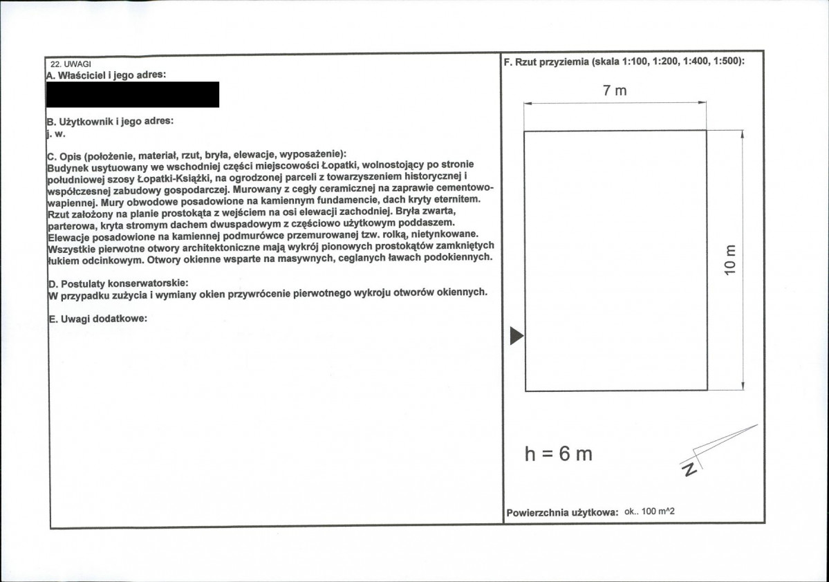 KEZN - Karta obiektu niewpisanego do rejestru, skan nr 2