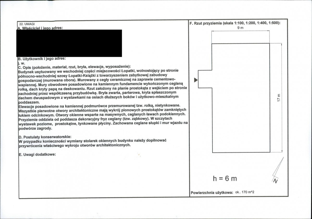KEZN - Karta obiektu niewpisanego do rejestru, skan nr 2
