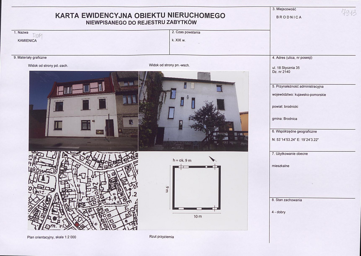 Karta obiektu niewpisanego do rejestru, skan nr 1