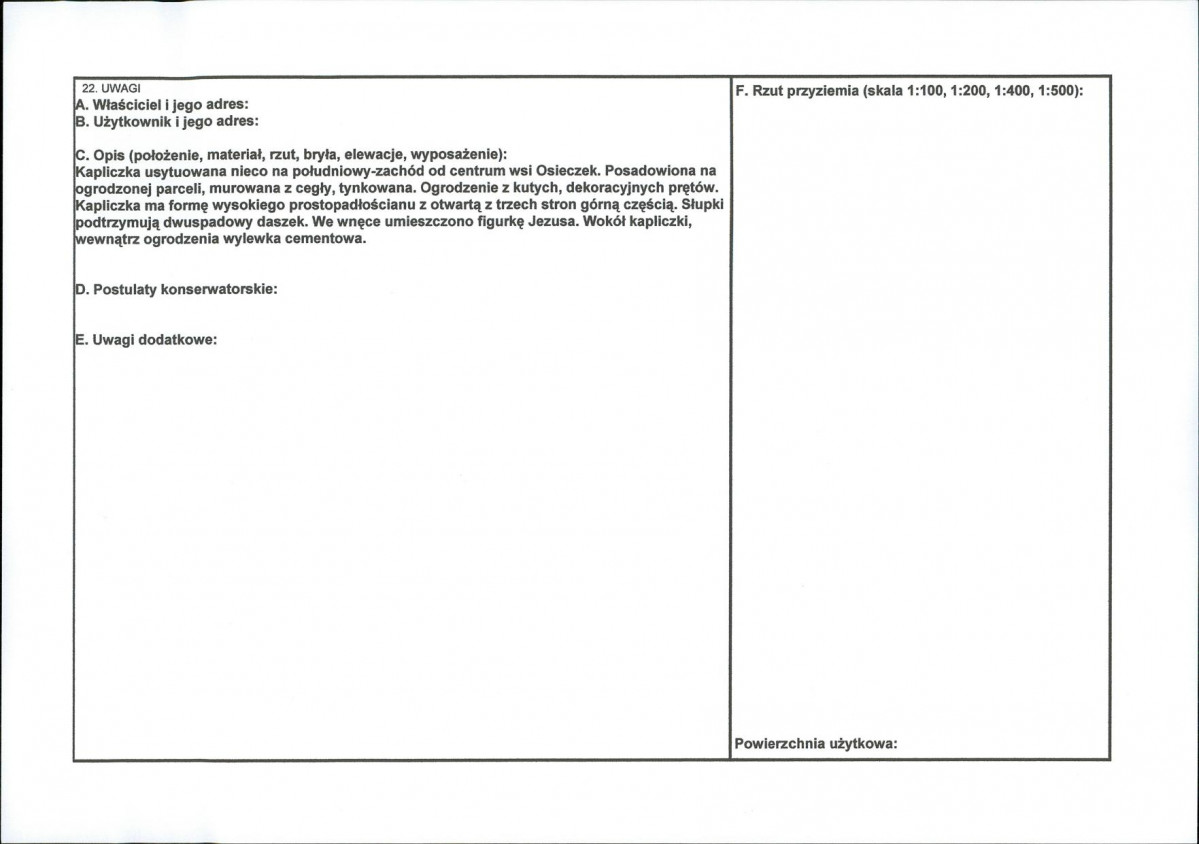 KEZN - Karta obiektu niewpisanego do rejestru, skan nr 2