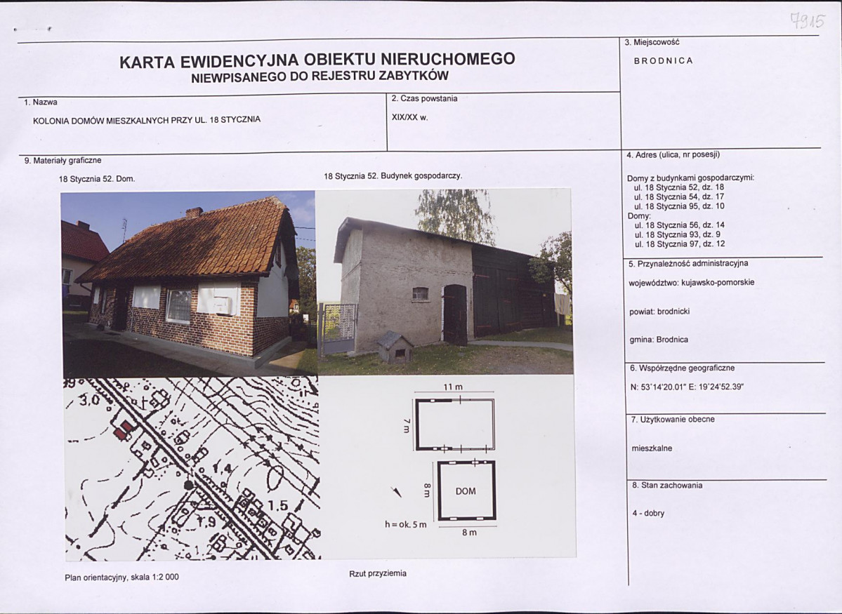 Karta obiektu niewpisanego do rejestru, skan nr 1