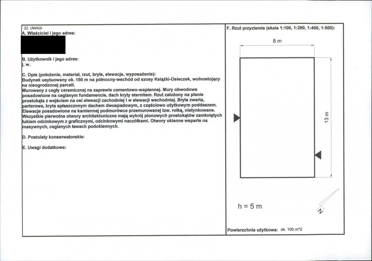 KEZN - Karta obiektu niewpisanego do rejestru, skan nr 2