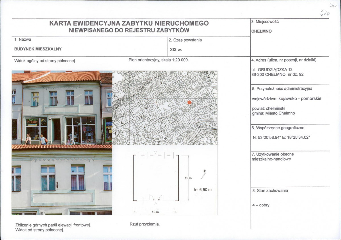 KEZN - Karta obiektu niewpisanego do rejestru, skan nr 1