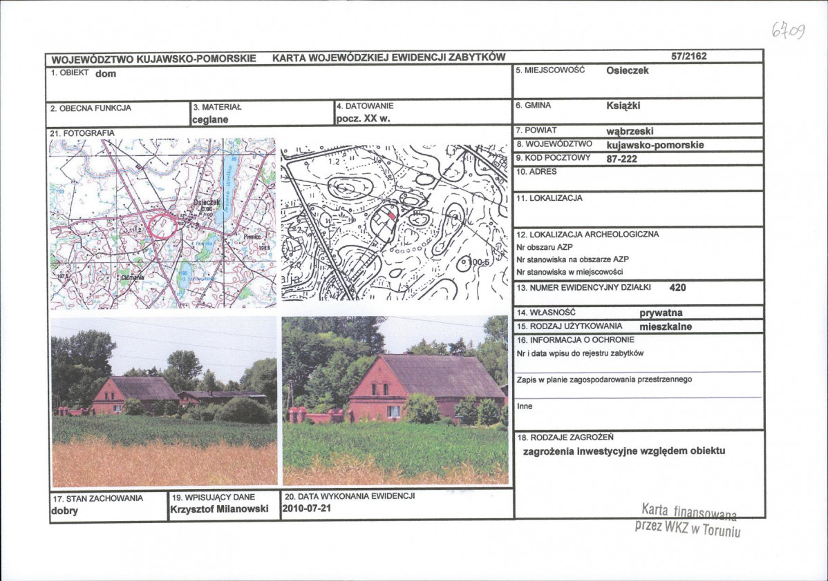 KEZN - Karta obiektu niewpisanego do rejestru, skan nr 1