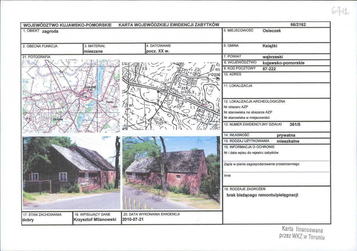 KEZN - Karta obiektu niewpisanego do rejestru, skan nr 1