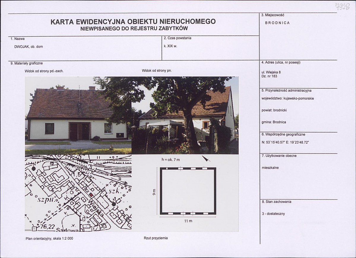 KEZN - Karta obiektu niewpisanego do rejestru, skan nr 1