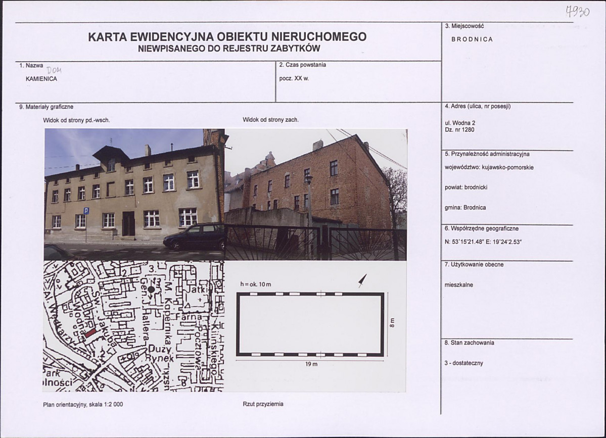 Karta obiektu niewpisanego do rejestru, skan nr 1
