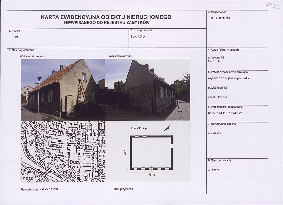 Karta obiektu niewpisanego do rejestru, skan nr 1