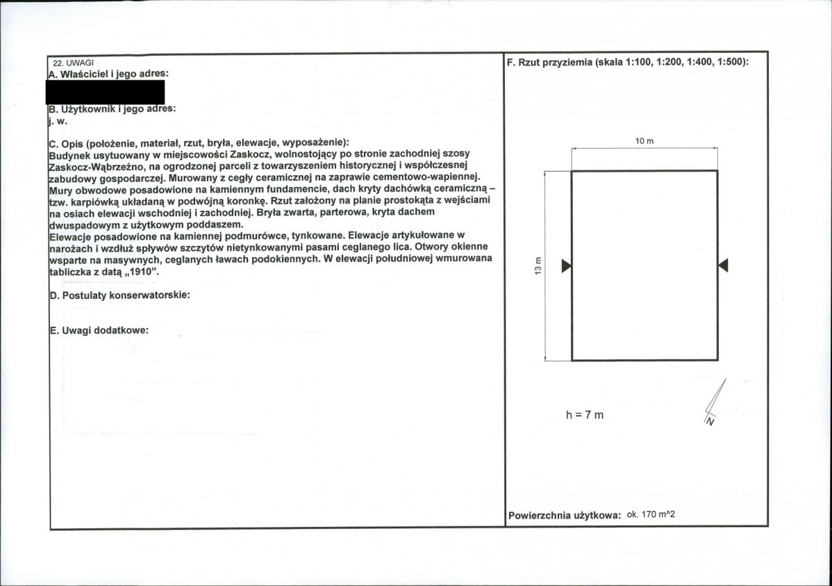 KEZN - Karta obiektu niewpisanego do rejestru, skan nr 2