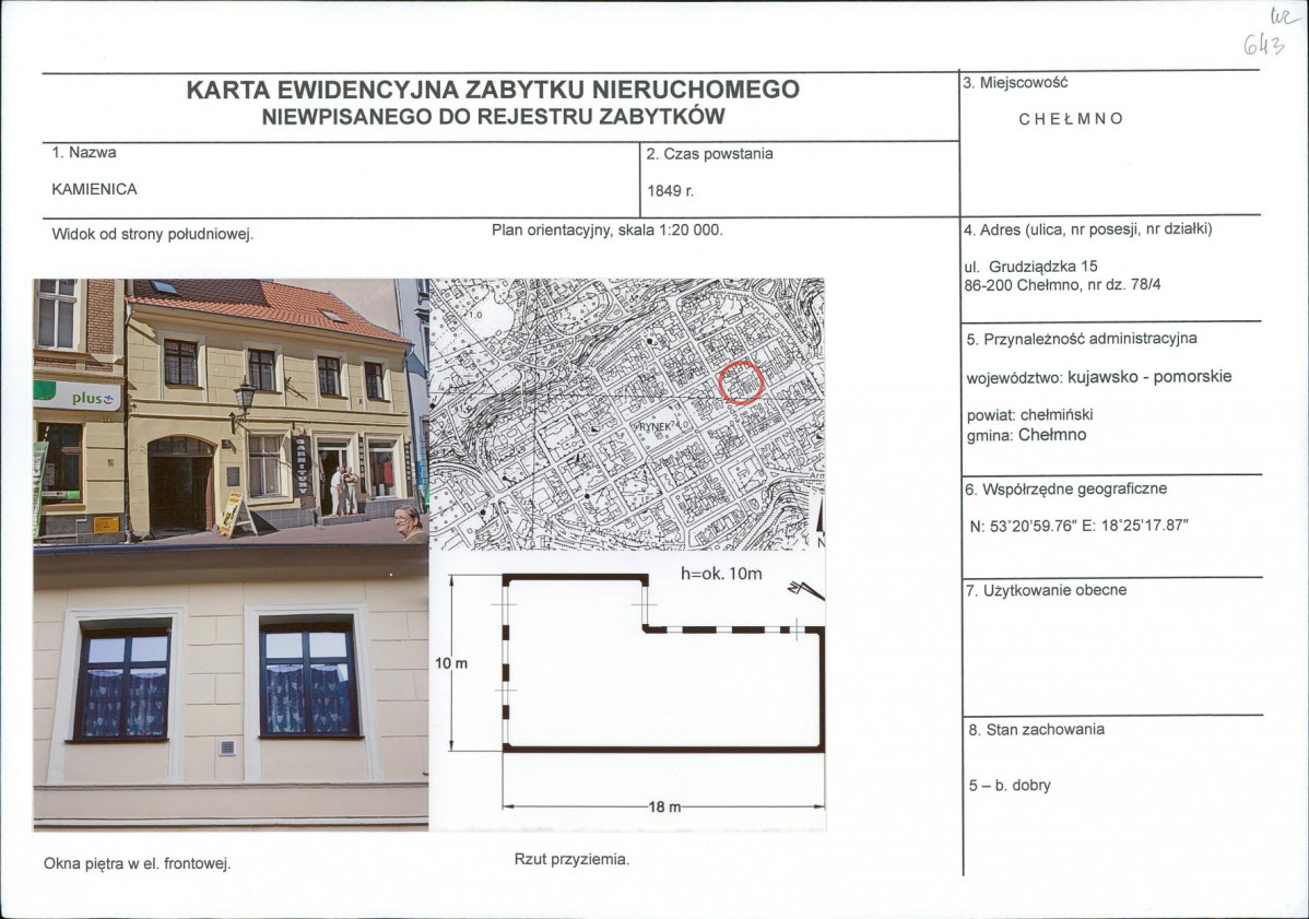 KEZN - Karta obiektu niewpisanego do rejestru, skan nr 1