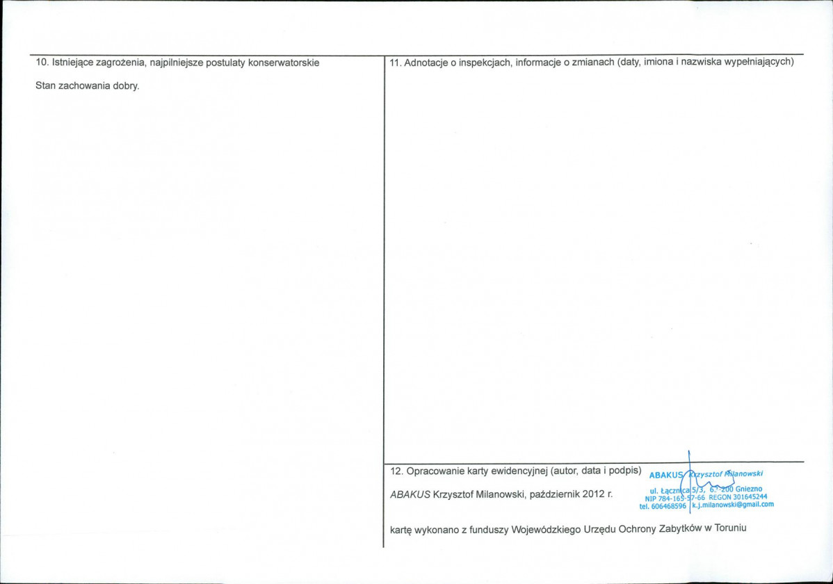 KEZN - Karta obiektu niewpisanego do rejestru, skan nr 2