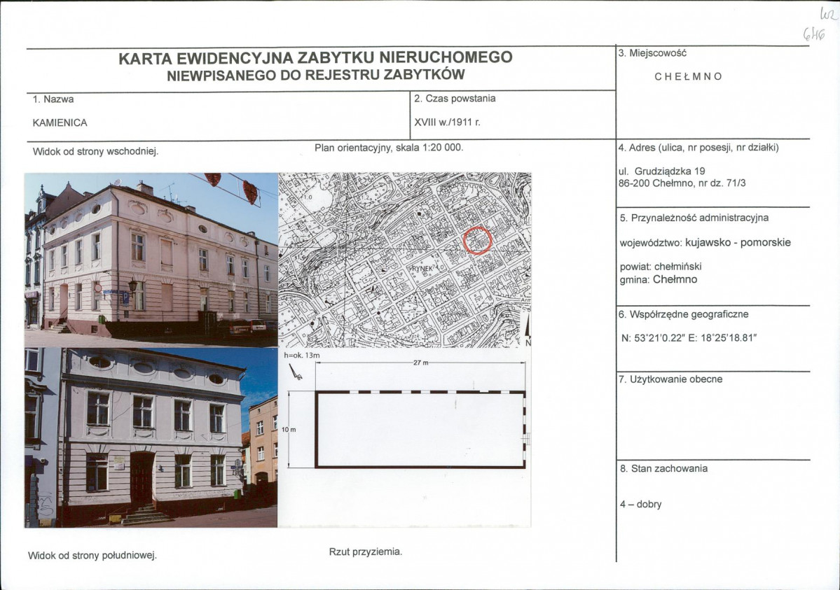 KEZN - Karta obiektu niewpisanego do rejestru, skan nr 1