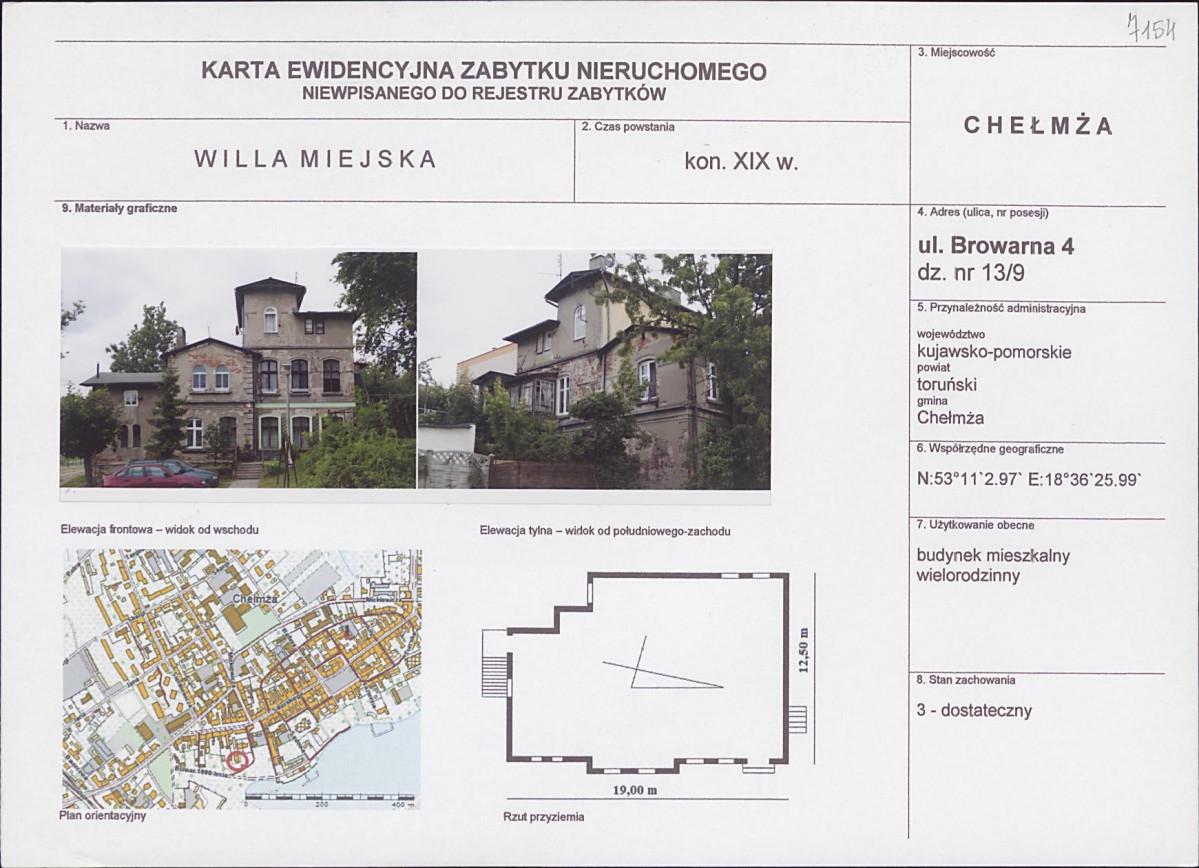 KEZN - Karta obiektu niewpisanego do rejestru, skan nr 1