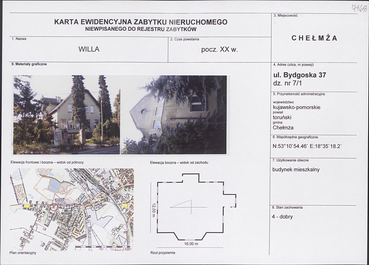 KEZN - Karta obiektu niewpisanego do rejestru, skan nr 1