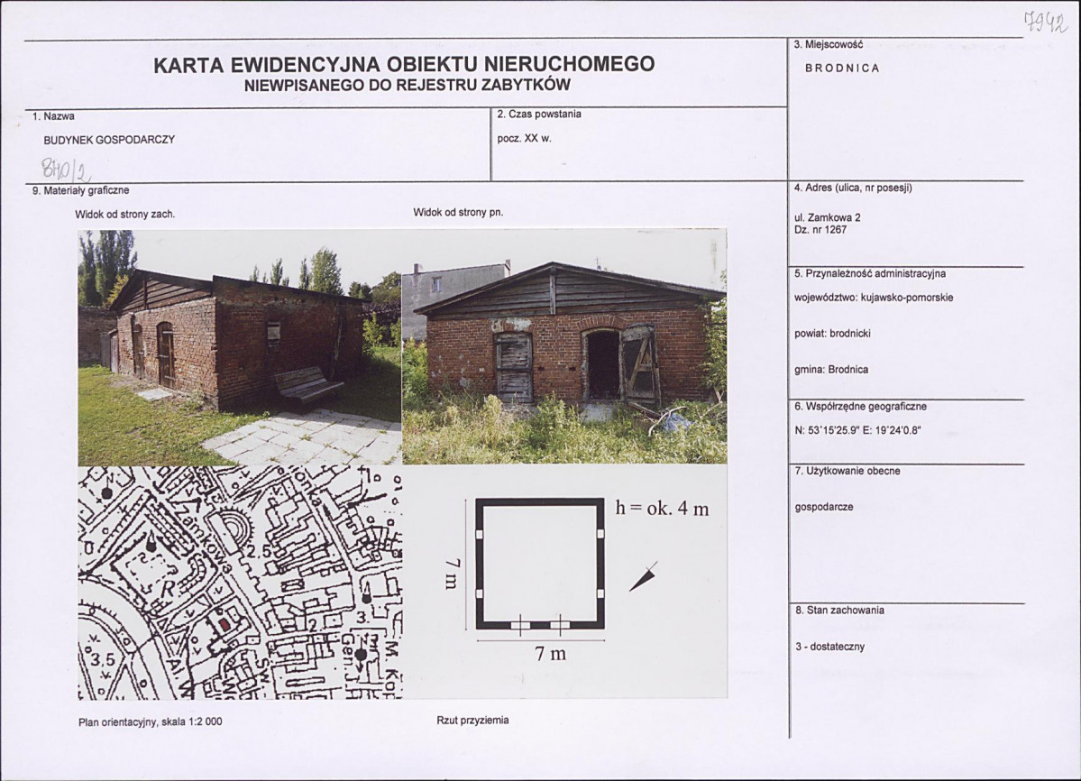 Karta obiektu niewpisanego do rejestru, skan nr 1