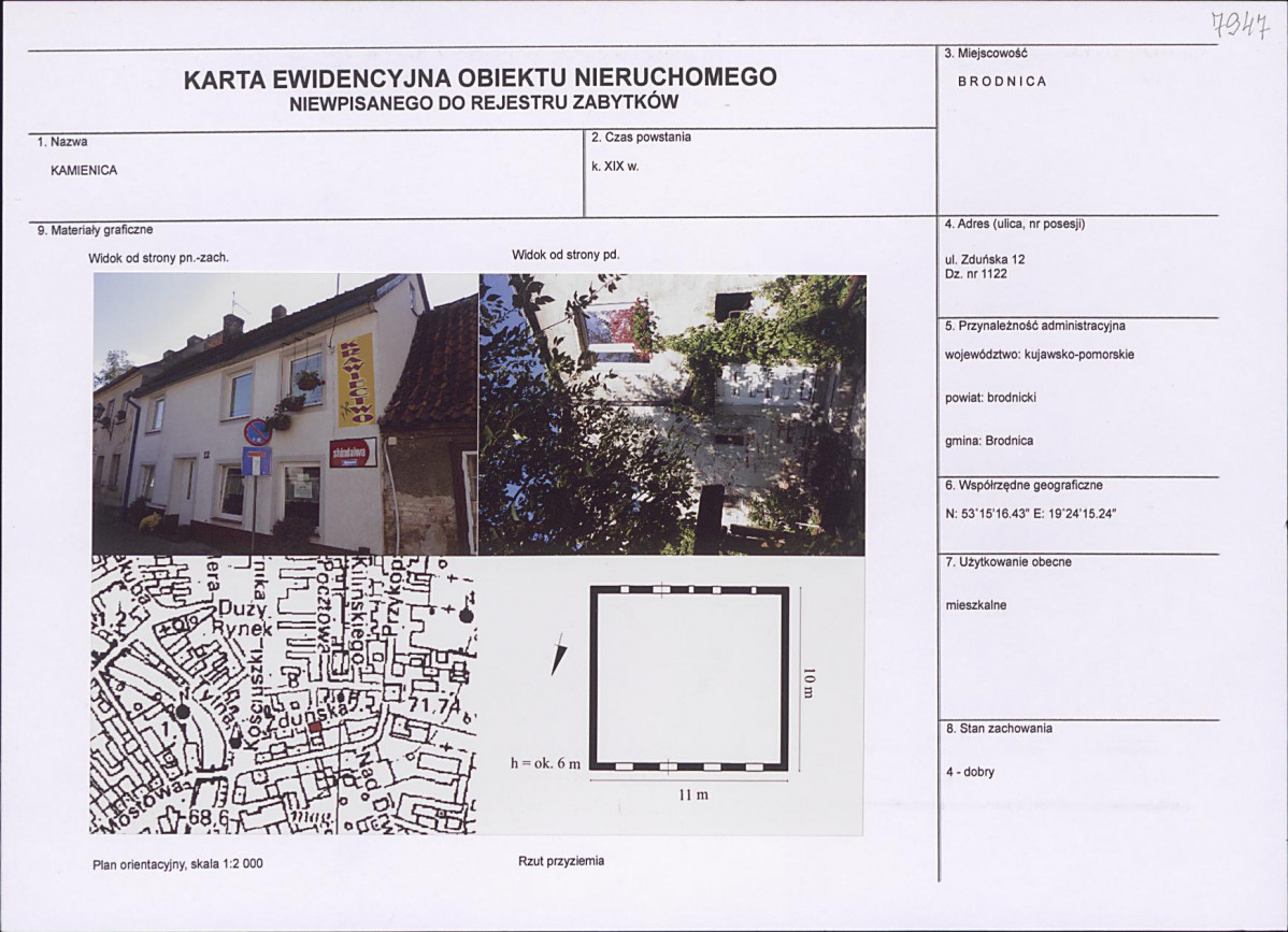 Karta obiektu niewpisanego do rejestru, skan nr 1