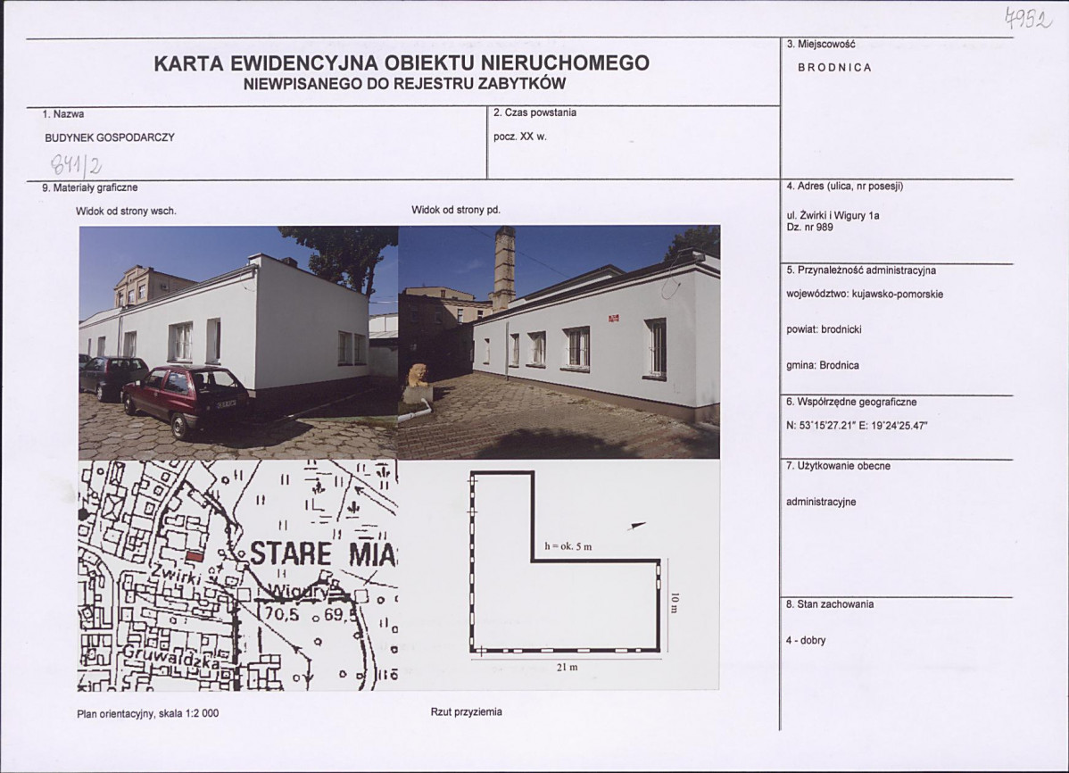 Karta obiektu niewpisanego do rejestru, skan nr 1