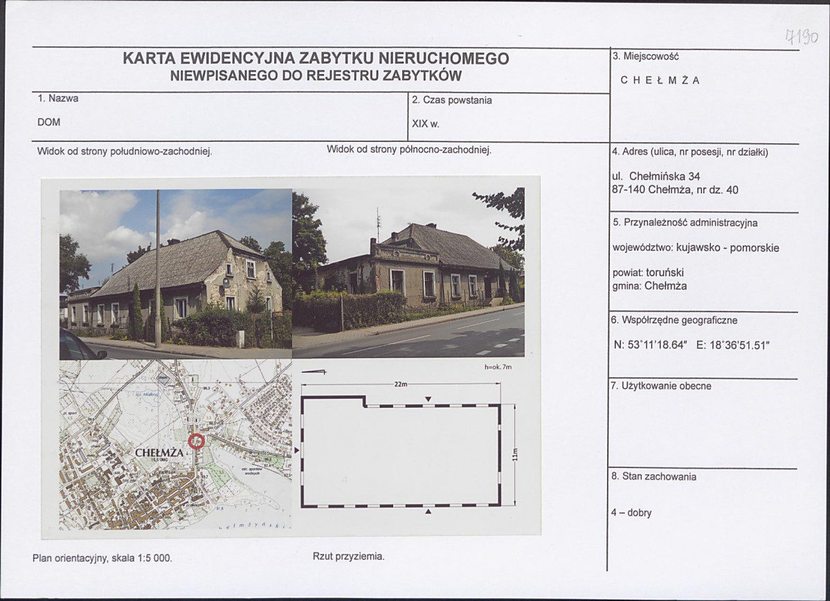 KEZN - Karta obiektu niewpisanego do rejestru, skan nr 1