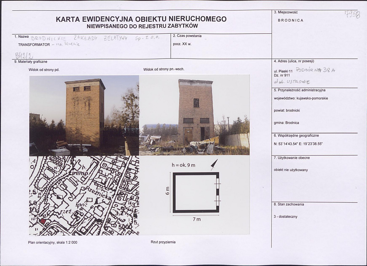 Karta obiektu niewpisanego do rejestru, skan nr 1