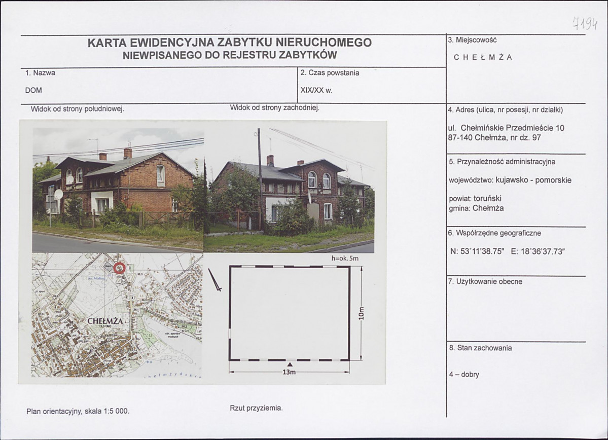 KEZN - Karta obiektu niewpisanego do rejestru, skan nr 1