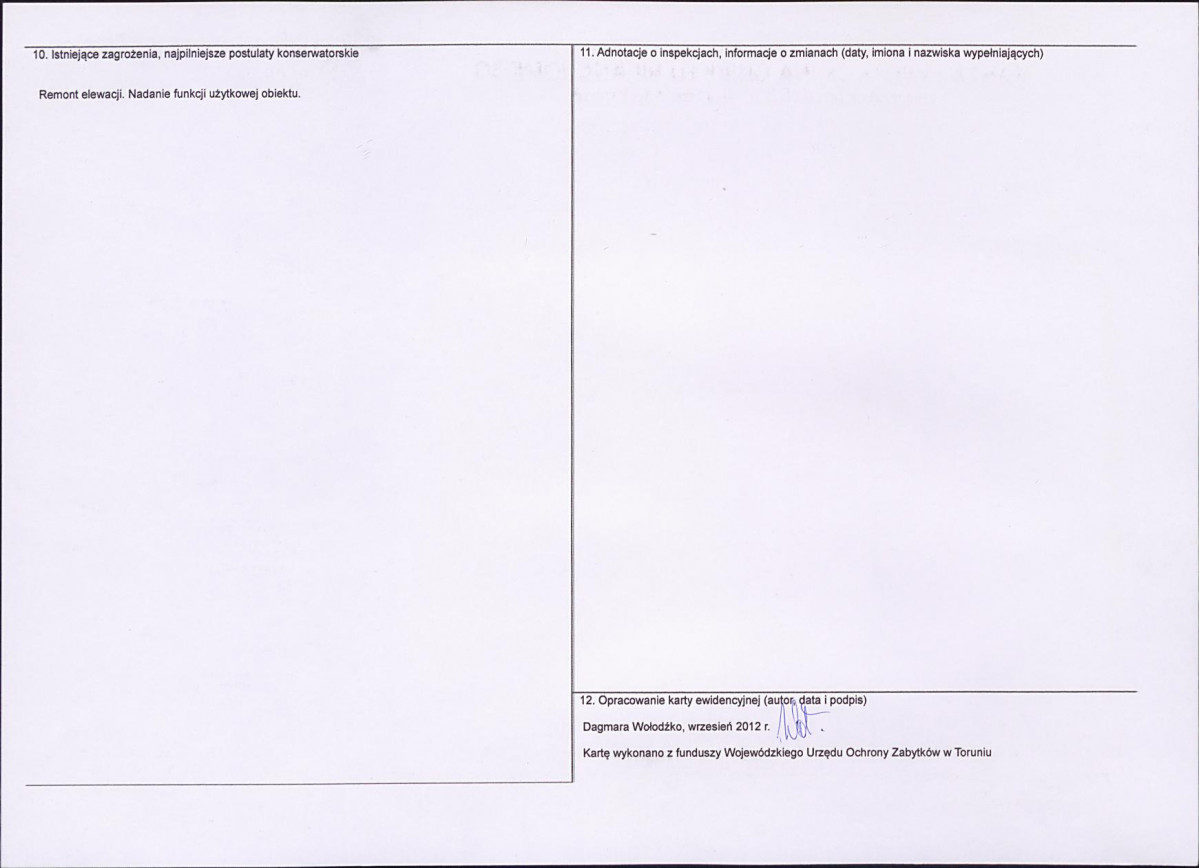 Karta obiektu niewpisanego do rejestru, skan nr 2