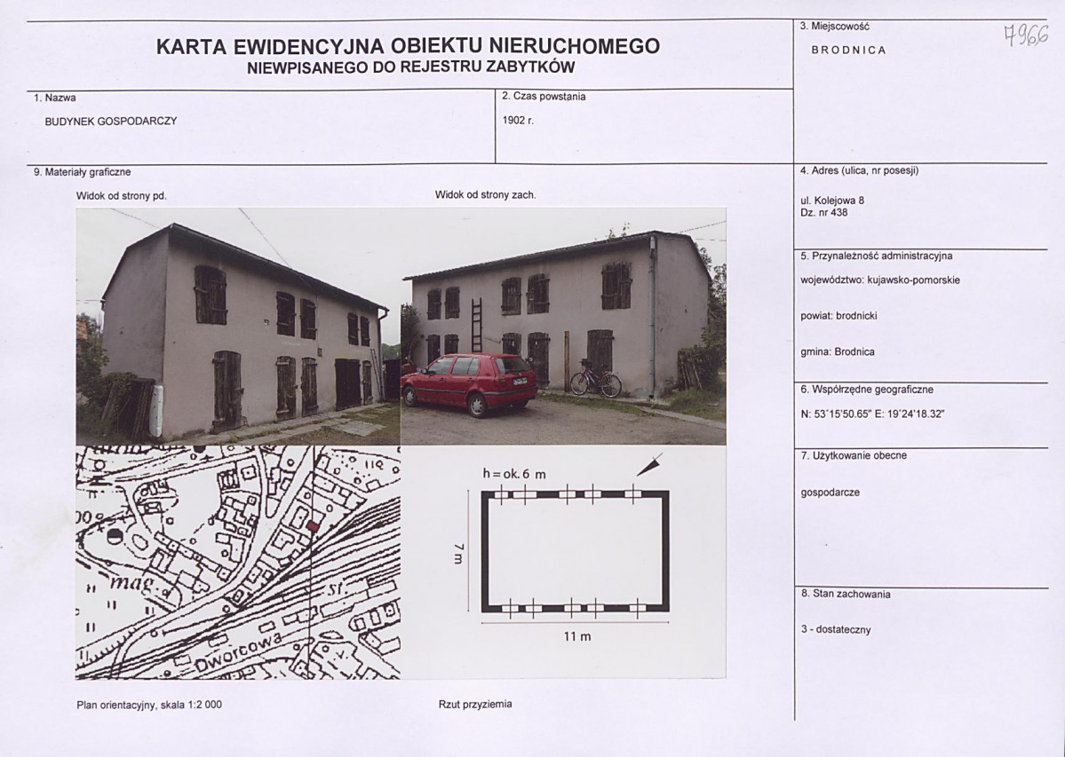 Karta obiektu niewpisanego do rejestru, skan nr 1